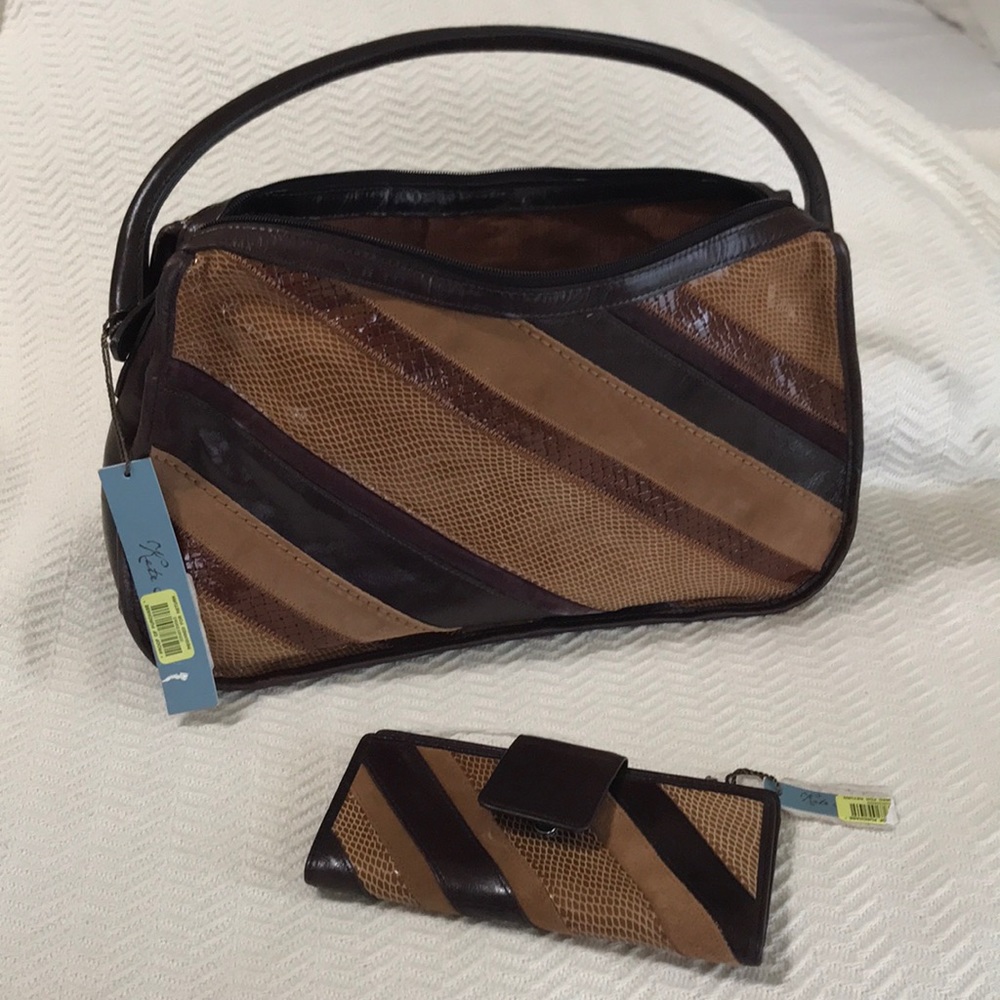 Kate Landry brown stripe purse and wallet